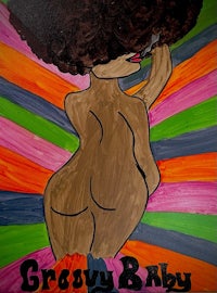 a painting of a woman with an afro